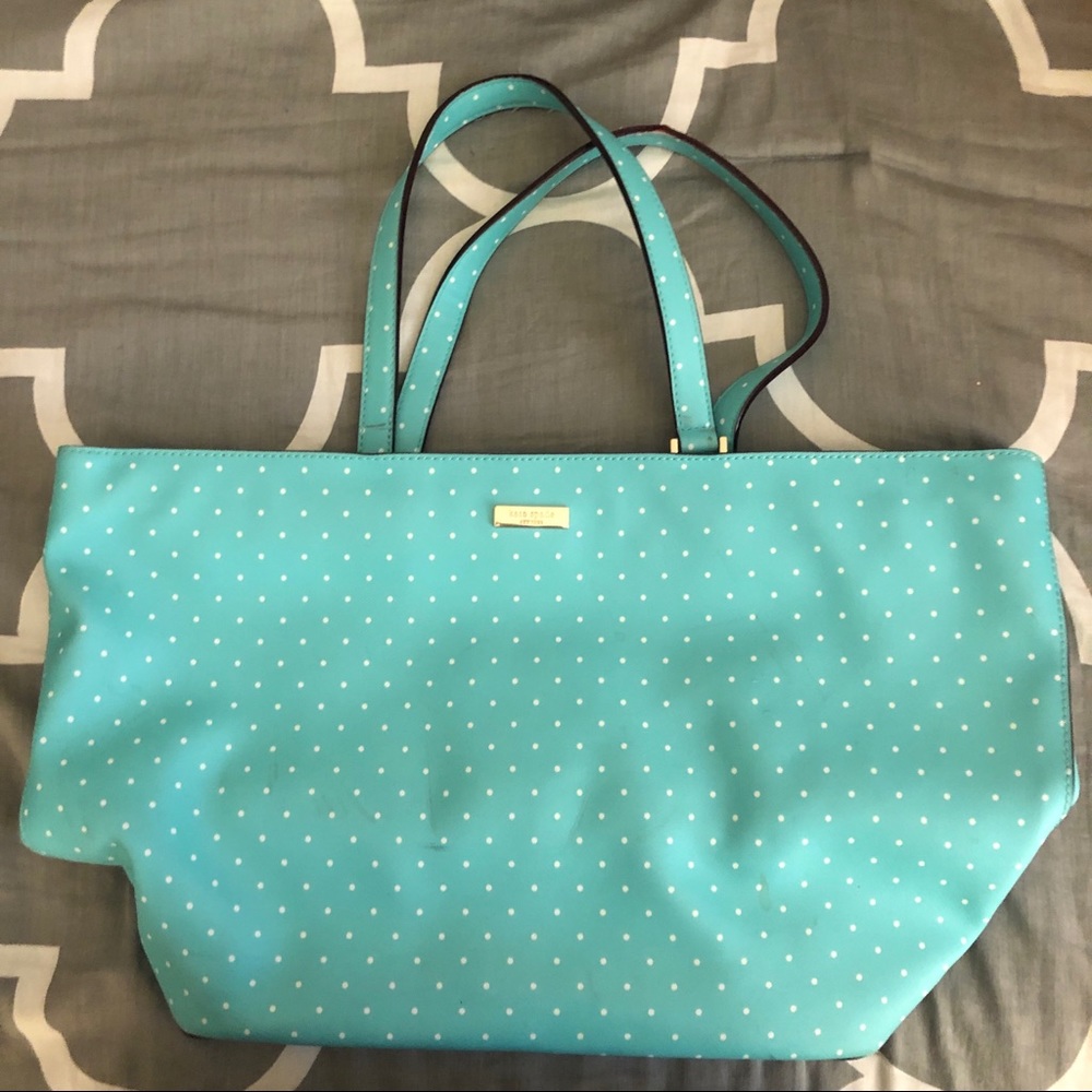 Kate Spade Turquoise Polka Dot Tote